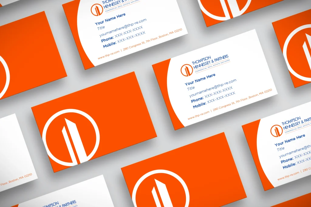 Multiple Thompson Hennessey Partners business cards arranged in a repetitive pattern across the screen.